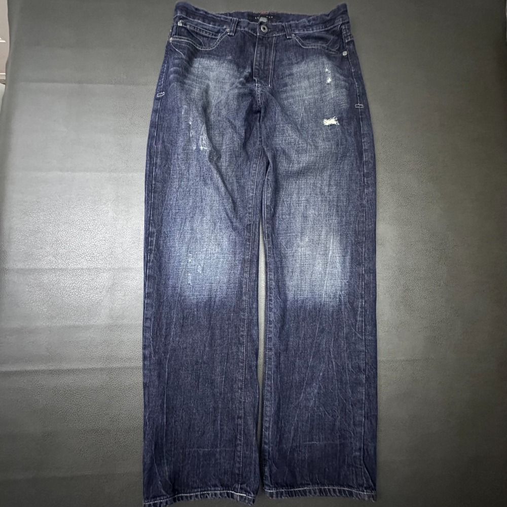 Sean John Jeans Mens 36x36 Blue Dark Wash Wide Leg Straight 100% Cotton Y2k